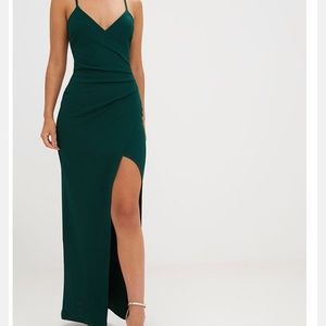 Side slit forest green gown